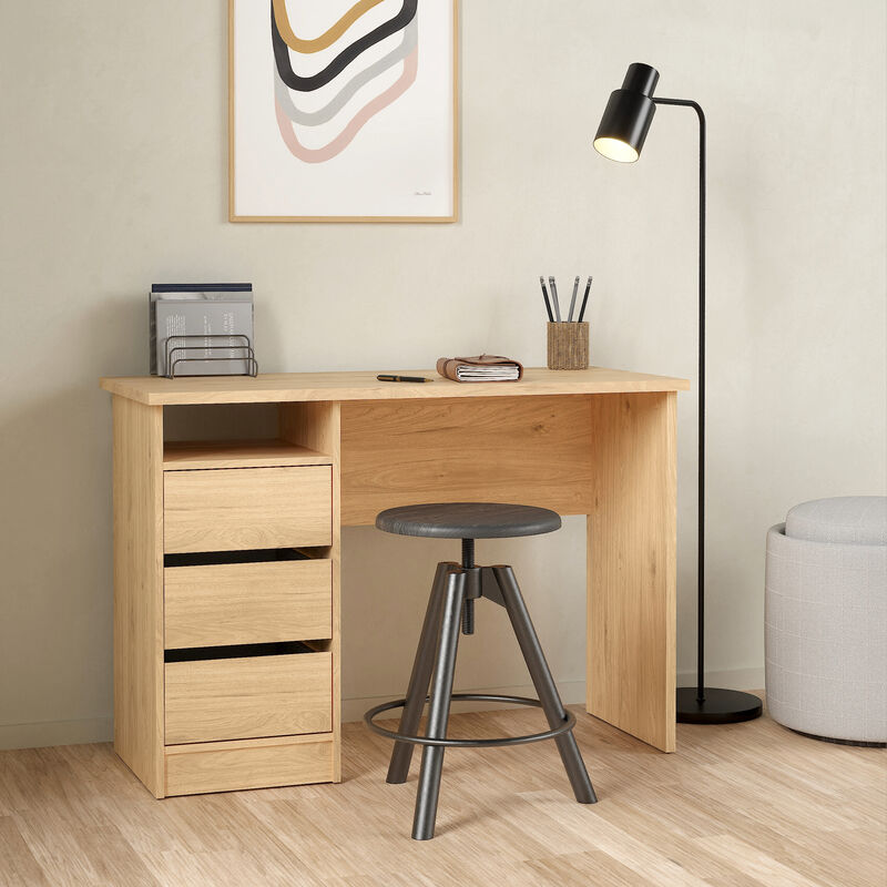 Funktion työpöytä 3-laatikolla tammi